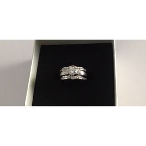 2.5Ct Round Cut & Channel Set Ring/Guard Wedding Bridal Ring Set #7~925 SS